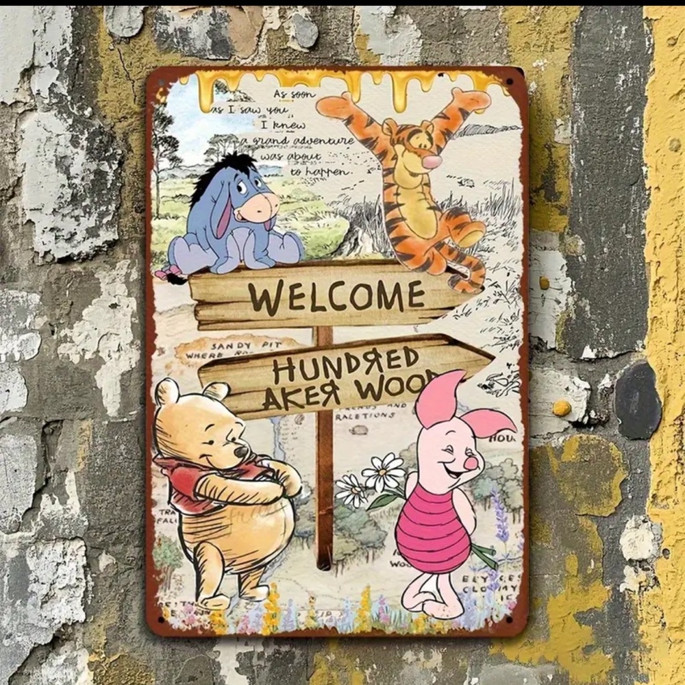 🌟Pick Any 2/$26 Sale Metal Winnie The Pooh Sign